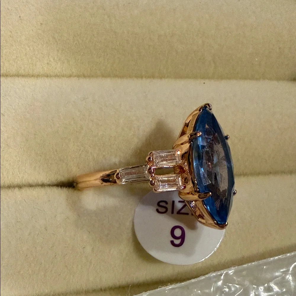 Say It's Mine Rose Gold Aquamarine Ring - Blue - Picture 3 of 3